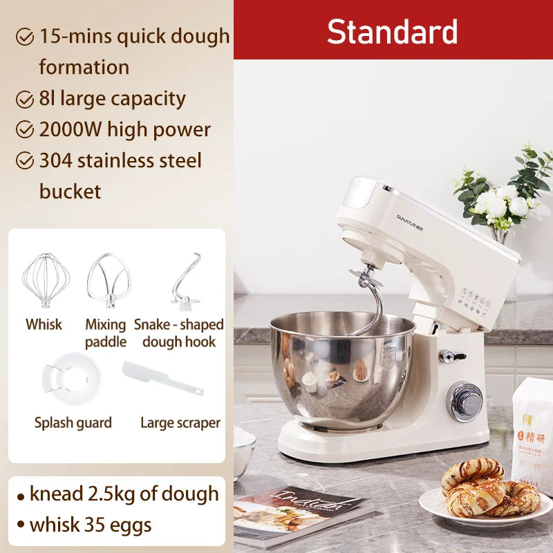 SUNATUR 8L Stand Mixer 2000W,Stainless Steel Bowl