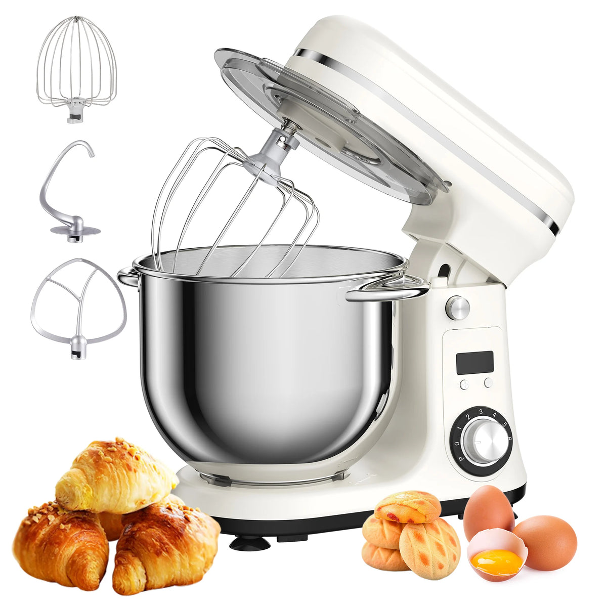 BioloMix Kitchen Food Stand Mixer, Blender, Quiet Motor, Cream Egg