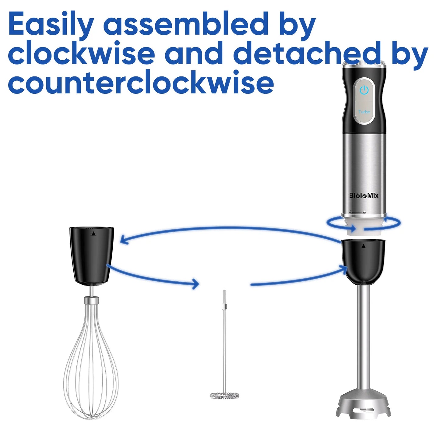Stainless Steel 3-in-1 Immersion Hand Blende Whisk