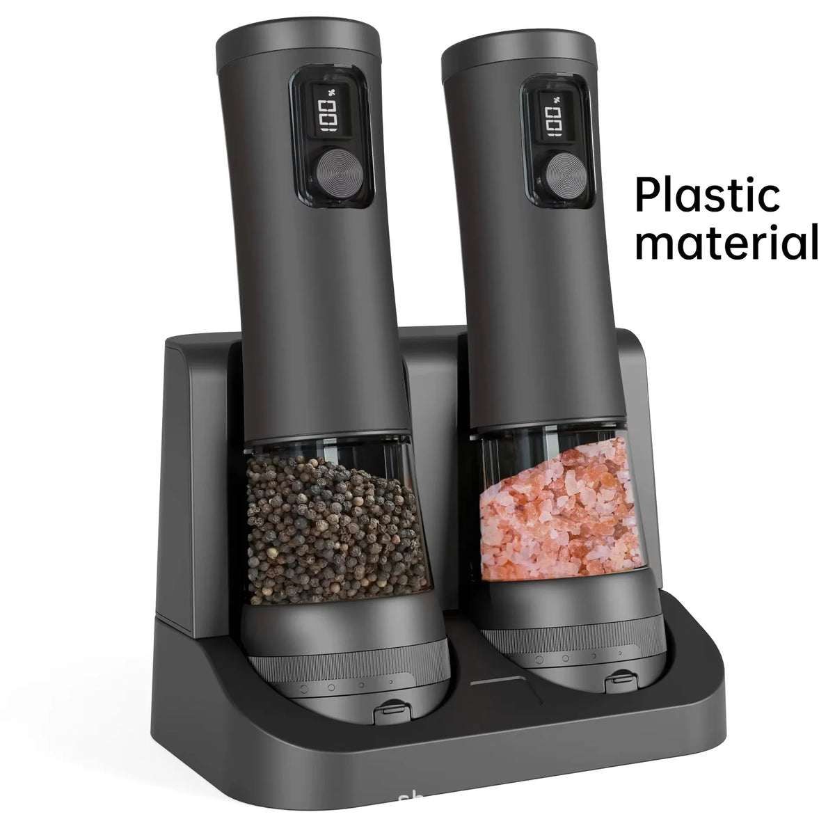 Electric Salt Pepper Grinder Set with Base USB Rechargeable