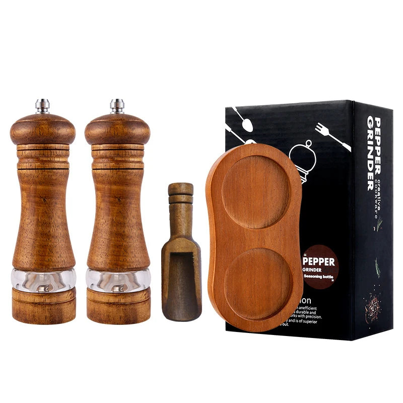 Wood Salt and Pepper Mills Set Classic Manual Spice Grinder