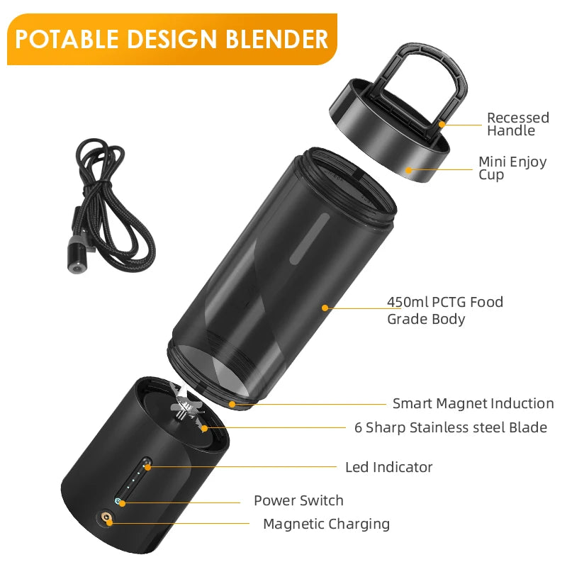 Portable Electric Juice Blender USB Rechargeable Fruit Juicer