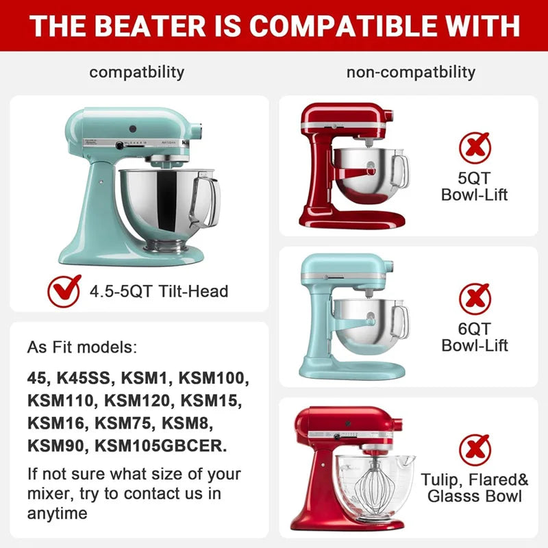Flexible Side Beater for KitchenAid Mixer 4.5-5-Quart Tilt Head