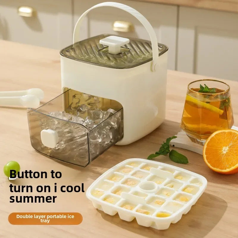Double Layer Portable 48 Grid Press Type Ice Maker