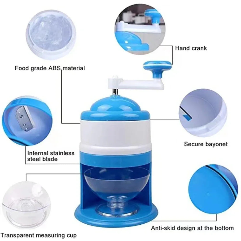 Ice Shaver Snow Cone Hand Crank Ice Crusher Portable Ice Machine