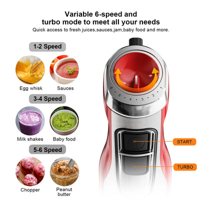 BioloMix 4-in-1 Hand Stick Blender 1200W Stainless Steel Immersion