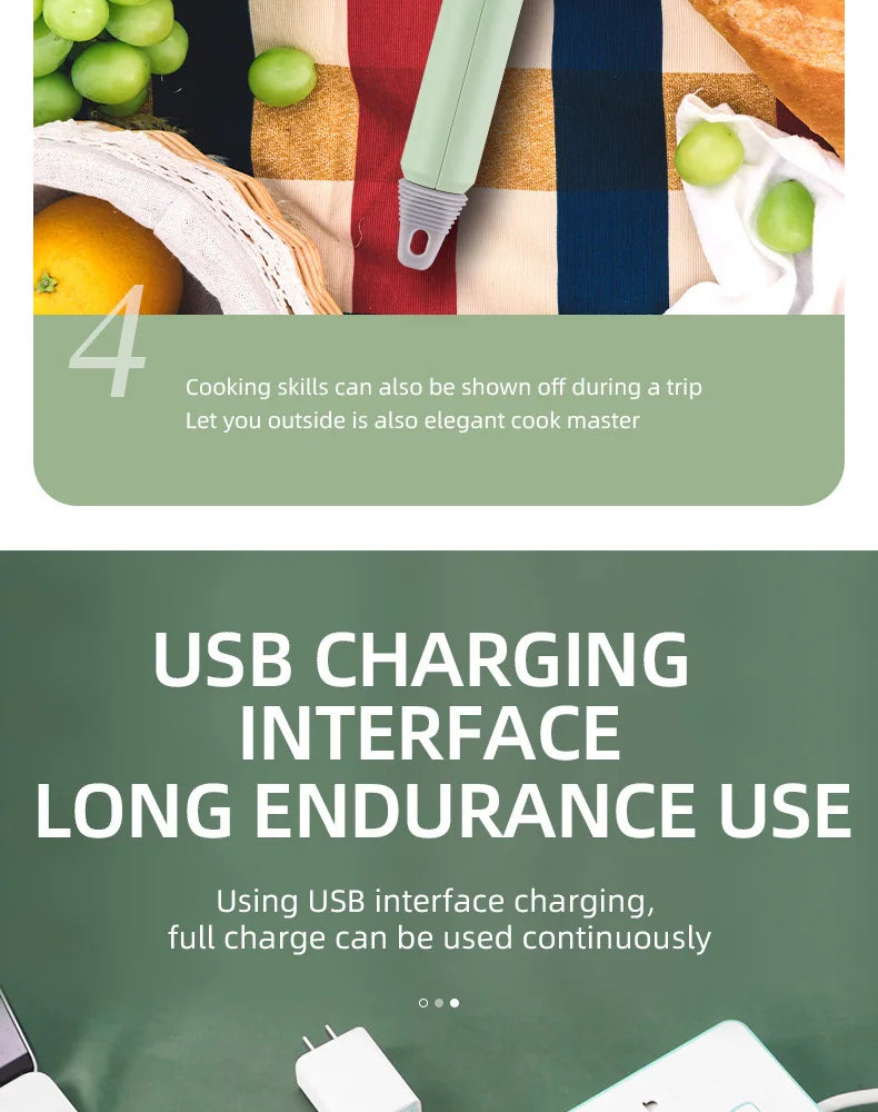 Cordless Electric Hand Mixer USB Rechargeable Handheld