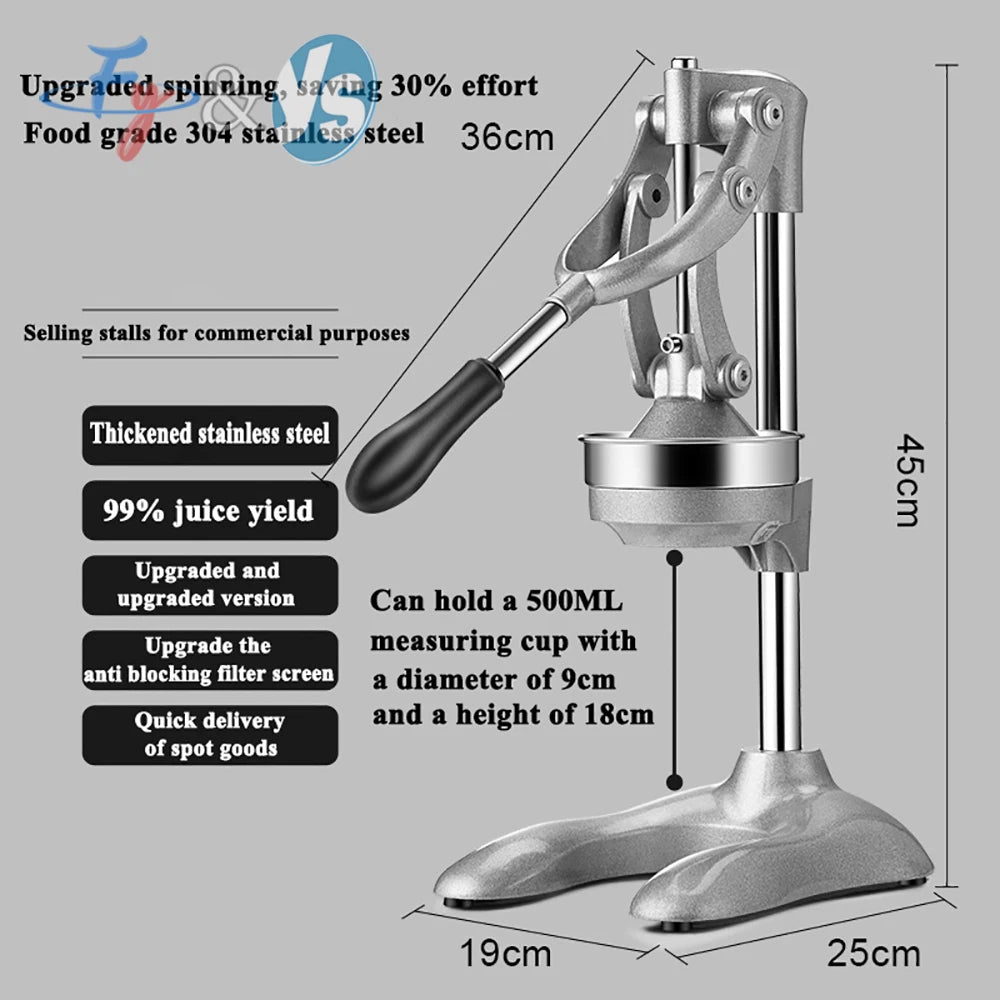 Professional Stainless Steel Strainer Cone Manual Orange Juicer