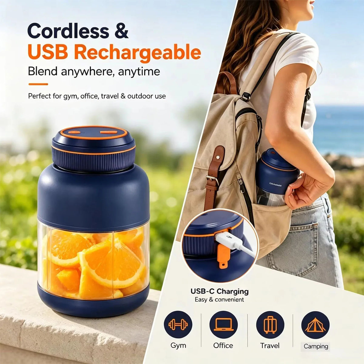 1300ML Portable Electric Juicer Blender for Home