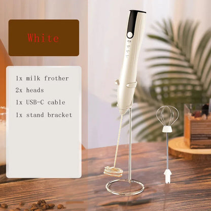 Milk Frother Handheld for Coffee, Electric Whisk 3 Speed Adjustable
