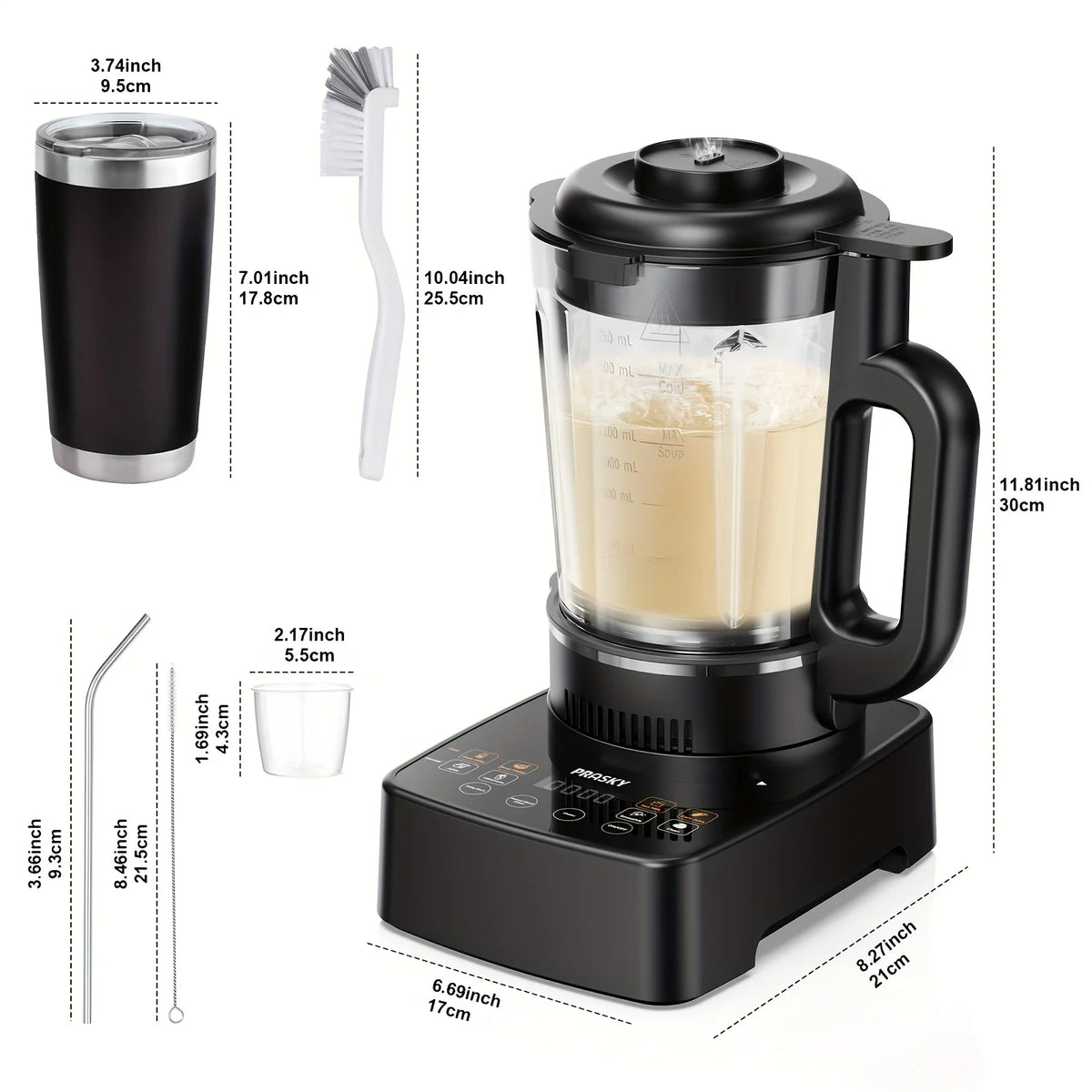 PRASKY 2400W Heating Blender 25000 RPM Heavy Duty