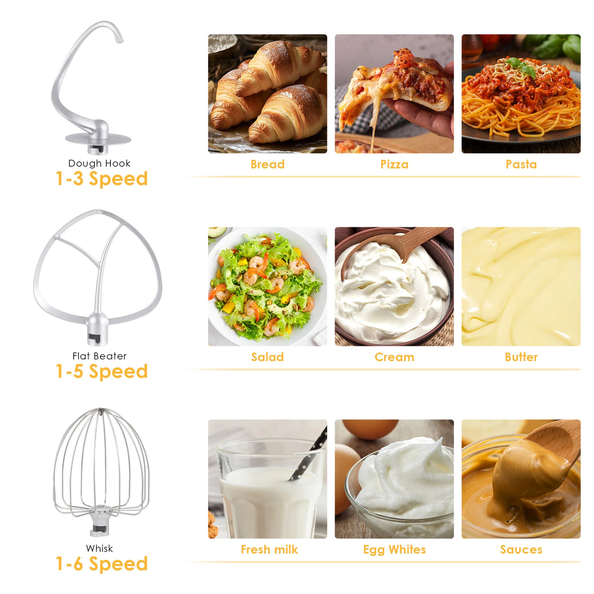 BioloMix Kitchen Food Stand Mixer, Blender, Quiet Motor, Cream Egg