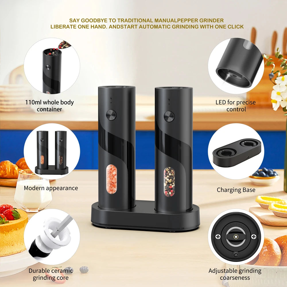 Electric Salt And Pepper Grinder Rechargeable Spice Grinders