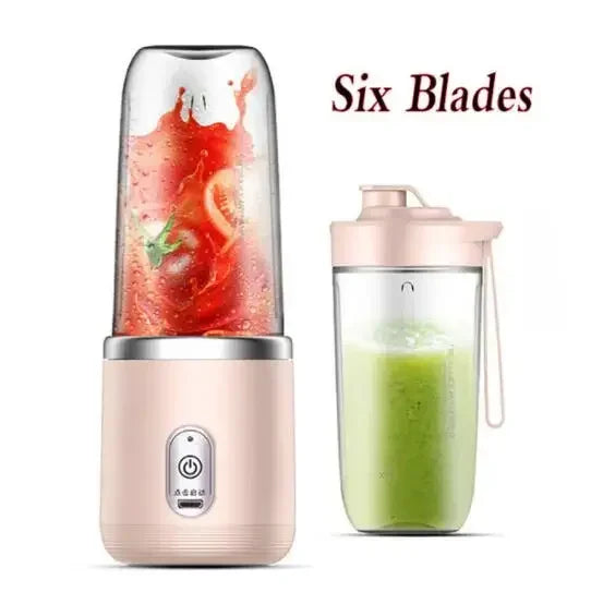 6 Blades Electric Juicer Cup 2 Cups For Travel Portable Juicer Mixer