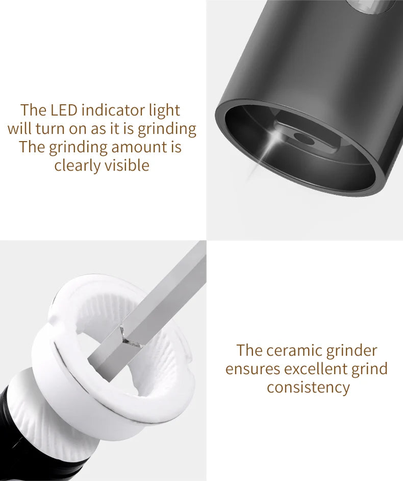 Electric Salt And Pepper Grinder Rechargeable Spice Grinders