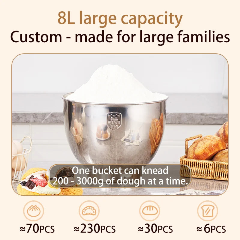 SUNATUR 8L Stand Mixer 2000W,Stainless Steel Bowl
