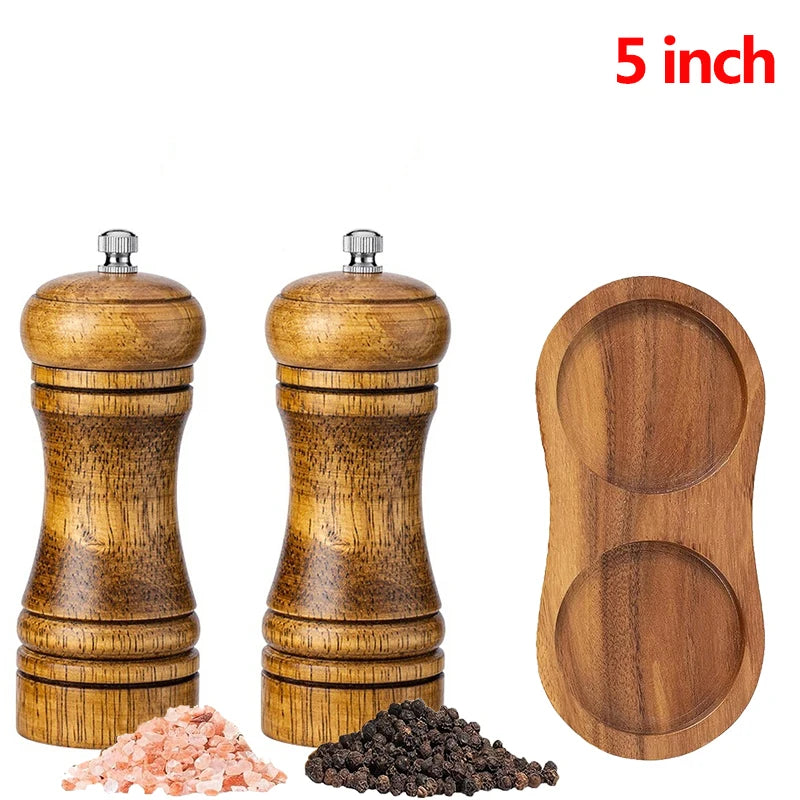 Wooden Salt and Pepper Grinder Set Premium Oak Wood Salt Grinders