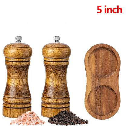 Wooden Salt and Pepper Grinder Set Premium Oak Wood Salt Grinders