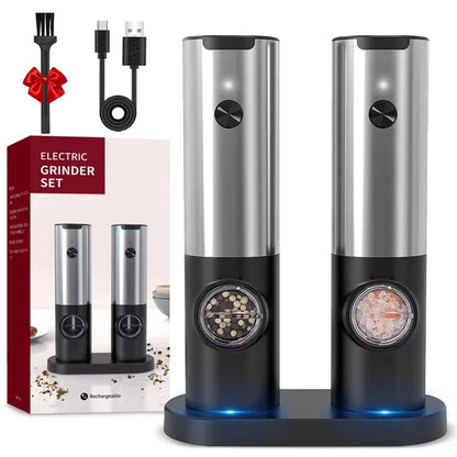 Electric Salt and Pepper Grinder Set With Led Light USB Rechargeable