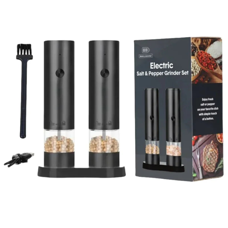 Electric Salt Pepper Grinder Set with Base USB Rechargeable