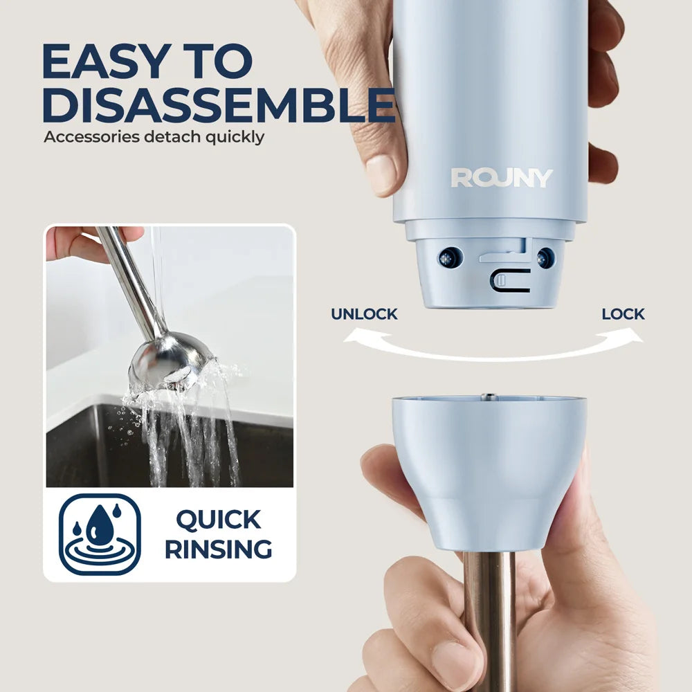 Hand Blender with Stainless Steel Blades for Kitchen Food Mixing