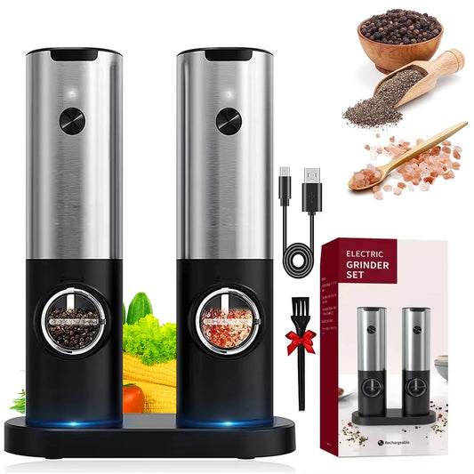 Electric Salt and Pepper Grinder Set With Led Light USB Rechargeable