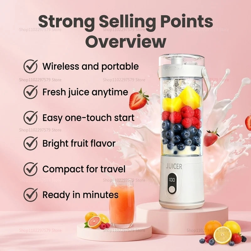 Double Cup Multifunction Juicer USB Rechargeable Fruit Blender
