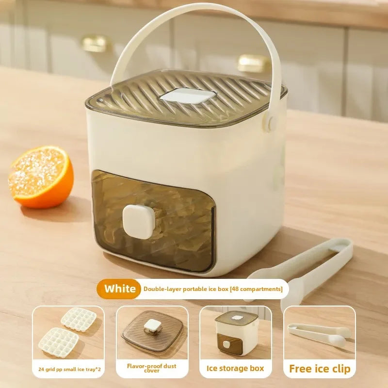 Double Layer Portable 48 Grid Press Type Ice Maker