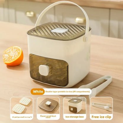 Double Layer Portable 48 Grid Press Type Ice Maker