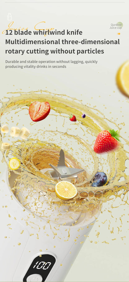 Double Cup Multifunction Juicer USB Rechargeable Fruit Blender