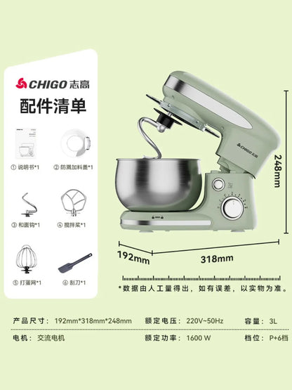 Stand Mixer 3L 1600W 6 Speed Kitchen Mixer with Dough Hook Beater