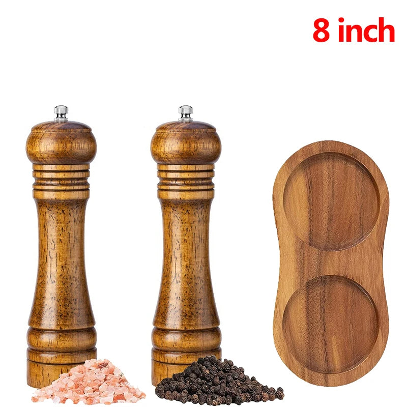 Wooden Salt and Pepper Grinder Set Premium Oak Wood Salt Grinders