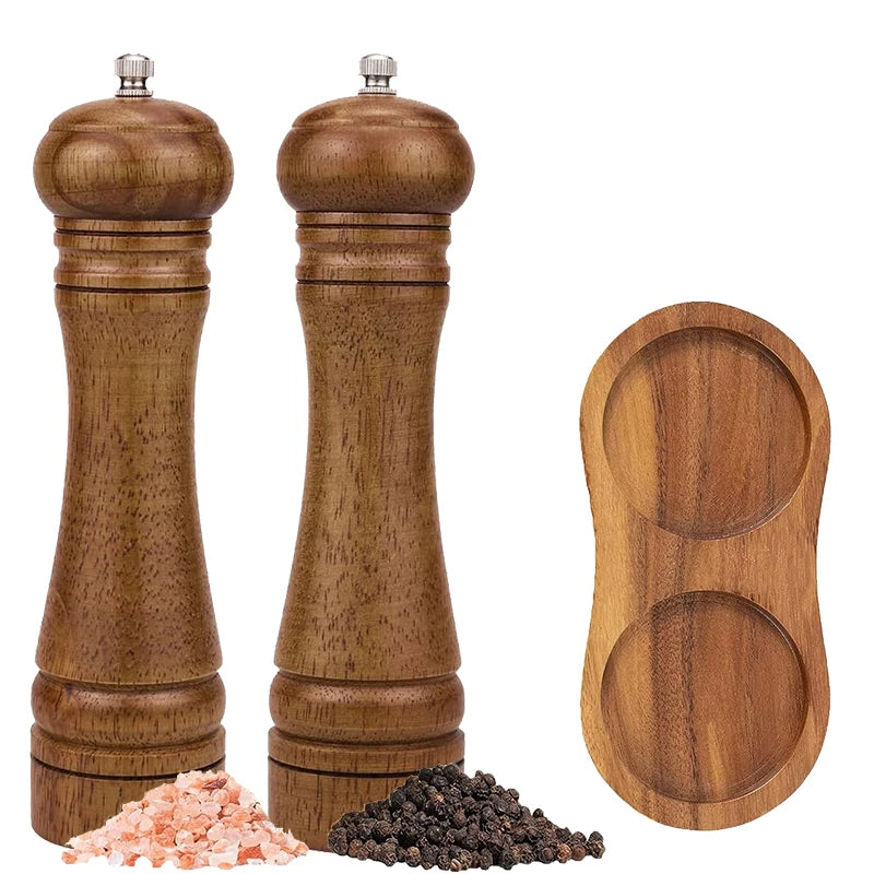 Wooden Salt and Pepper Grinder Set Premium Oak Wood Salt Grinders