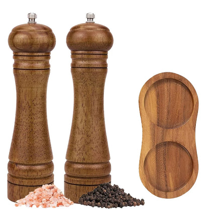 Wooden Salt and Pepper Grinder Set Premium Oak Wood Salt Grinders