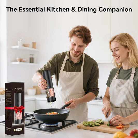 2 in 1 Electric Salt and Pepper Mill Type C Rechargeable LED Light