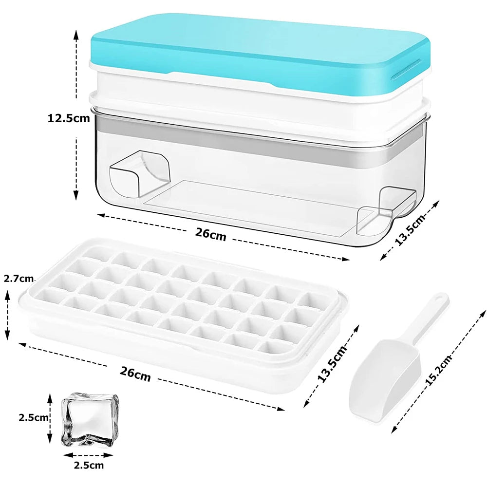 LMETJMA Ice Cube Tray with Stackable 2 Ice Trays Silicone Ice Cube