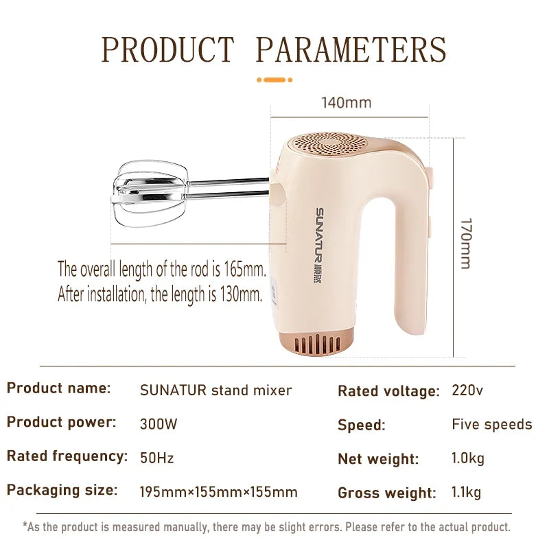 SUNATUR 300W Electric Hand Mixer 3 in 1 Mixer Egg Beater