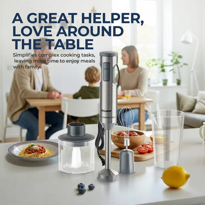 4-in-1 Hand Immersion Blender Powerful Stainless Steel Whisk