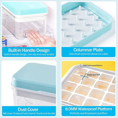 LMETJMA Ice Cube Tray with Stackable 2 Ice Trays Silicone Ice Cube