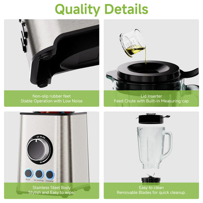 BioloMix 3 in 1 Smoothie Blender With Stainless Steel Blades,