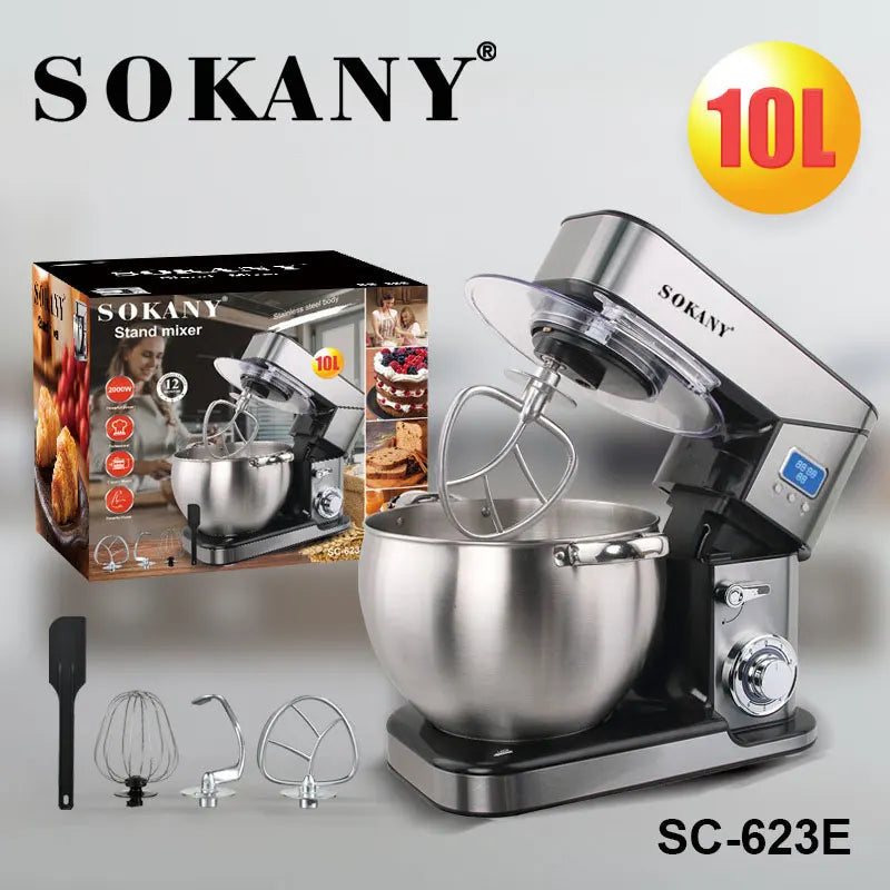 Sokany 2000W 10L Stand Mixer Planetary Mixer Stainless Steel Bowl