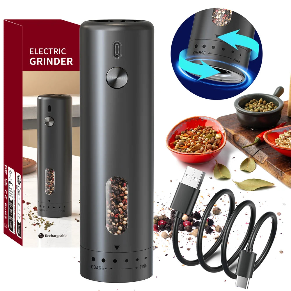 1PC/2PCS USB Rechargeable Automatic Pepper Grinder Set Salt And Pepper