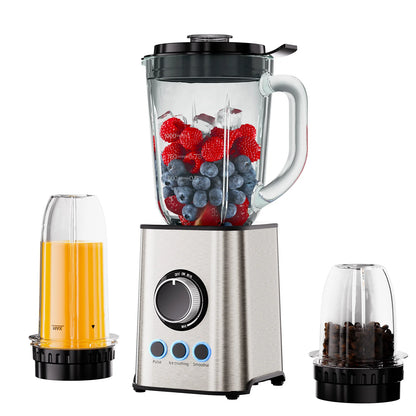 BioloMix 3 in 1 Smoothie Blender With Stainless Steel Blades,