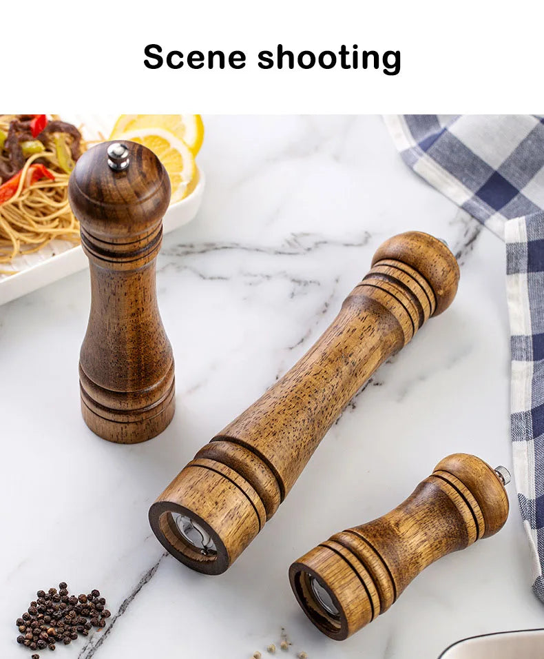 Salt and Pepper Grinder, Solid Wood Spice Pepper Mill