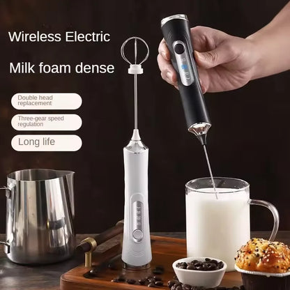 USB Electric Milk Frother Handheld Milk Coffee Machine 3-Speed Wireless Egg Beater Kitchen Mixer Multifunctional Food Mixer