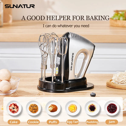 SUNATUR 300W Electric Hand Mixer - 5-Speed Egg Beater