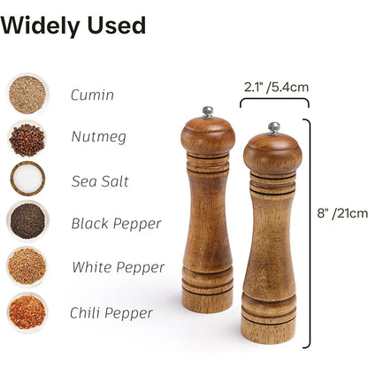 Wooden Salt and Pepper Grinder Set Premium Oak Wood Salt Grinders