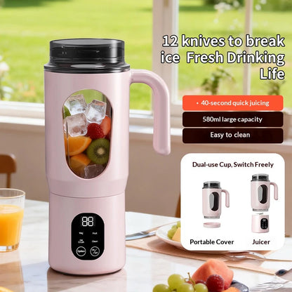 USB Charging Juicer, mini Ice Crusher, Can Make Smoothies and Milkshakes, Perfect for Travel, Double Lid Portable Handle Juicer