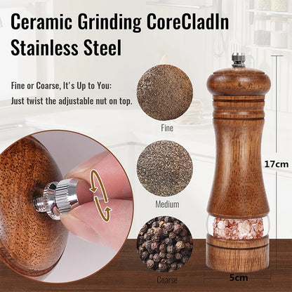 Wood Salt and Pepper Mills Set Classic Manual Spice Grinder