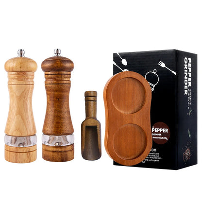 Wood Salt and Pepper Mills Set Classic Manual Spice Grinder